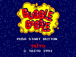 Bubble Bobble title screen for Sega Master System